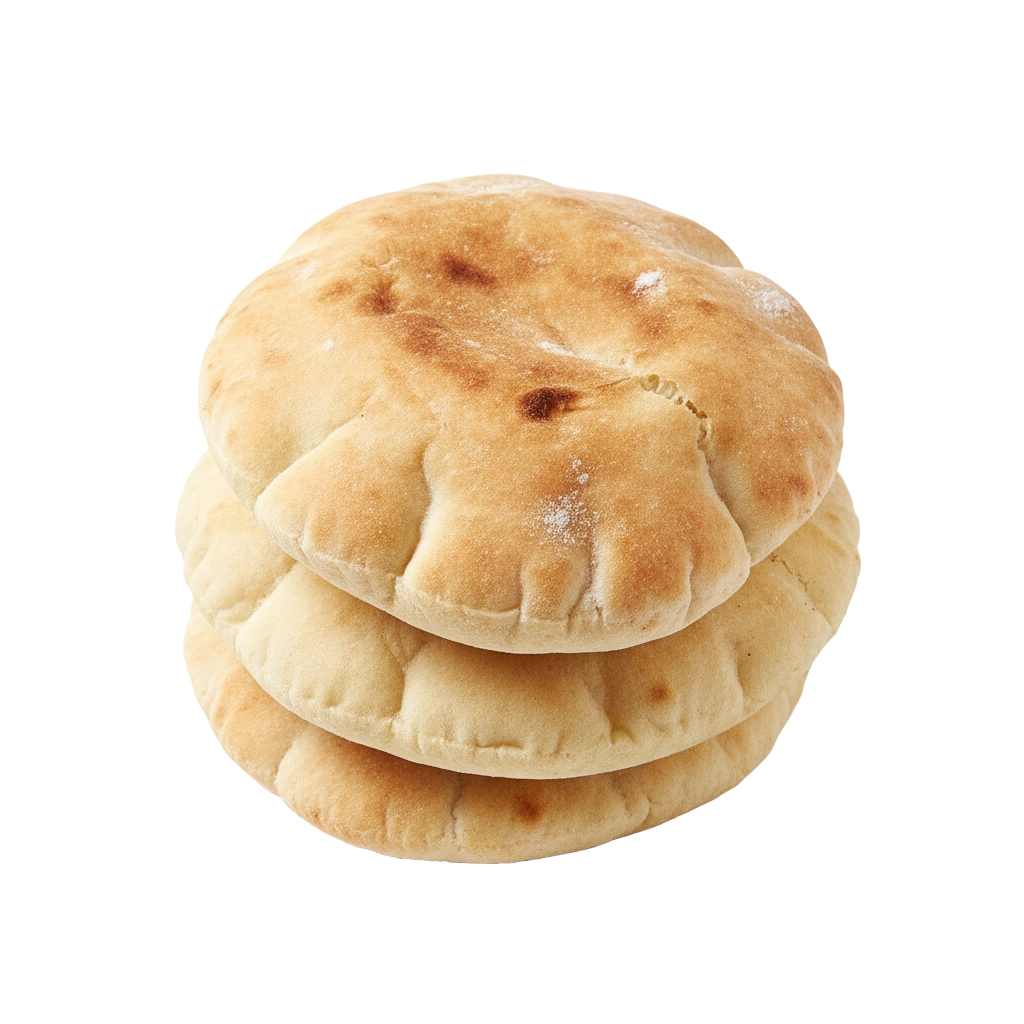 Three stacked pita breads